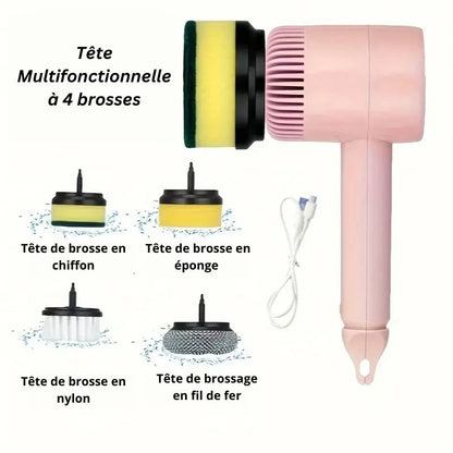 Brosse-de-nettoyage-électrique-rose