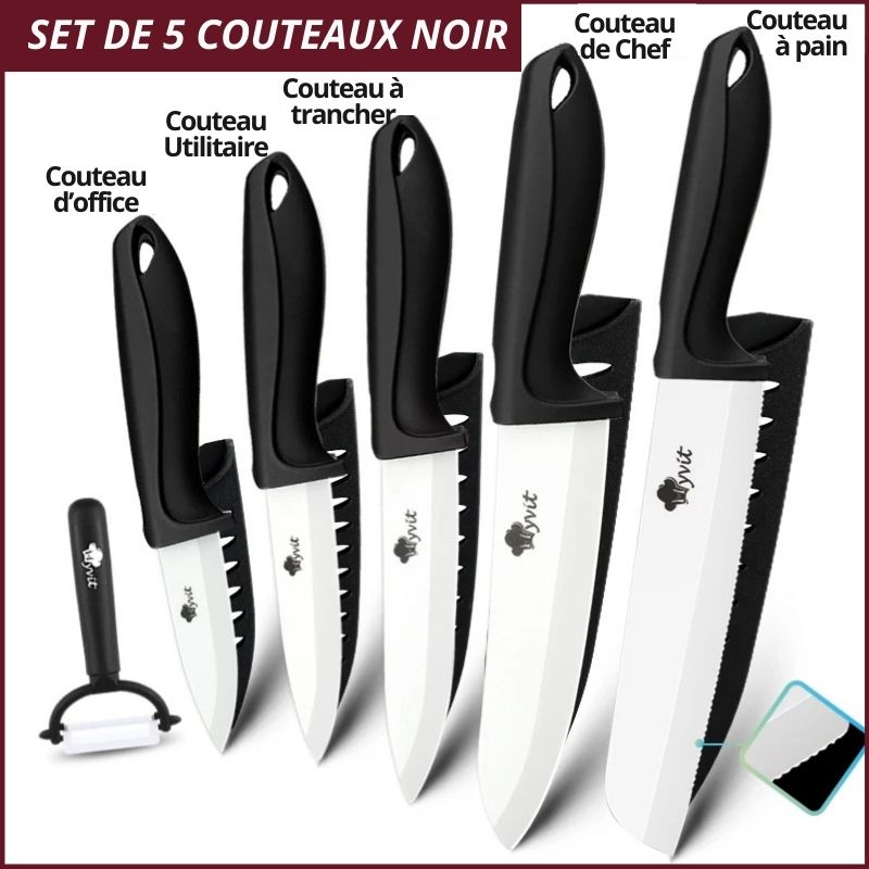 Set-de-5-Couteaux-en-céramique-noir