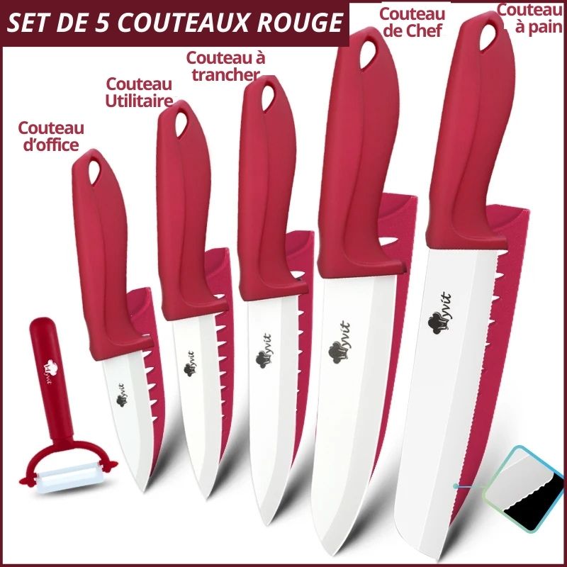 Set-de-5-Couteaux-en-céramique-rouge