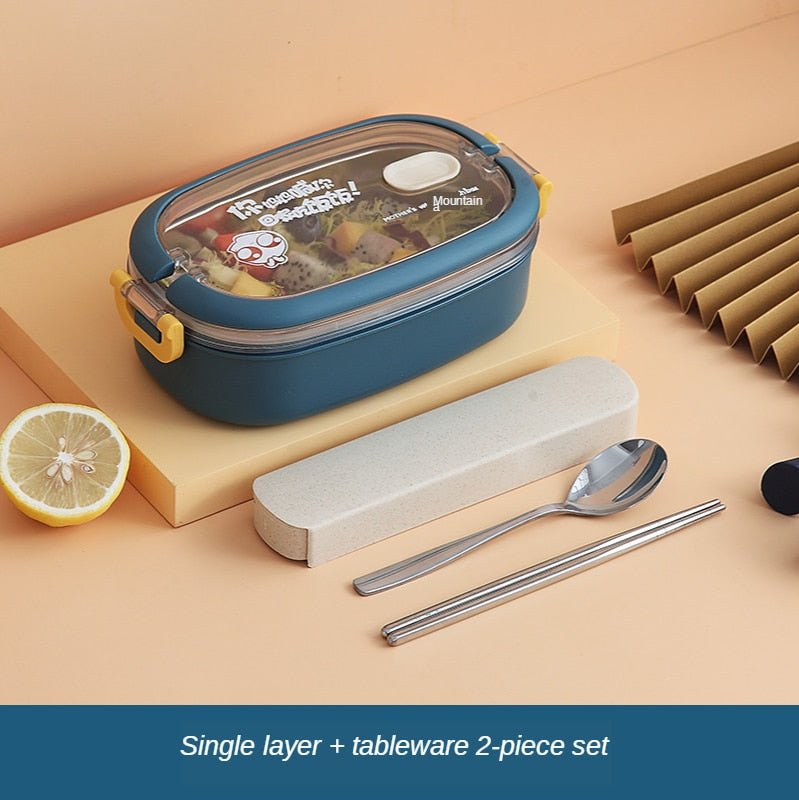 Boite-Bento-simple-set-de-table-2-pièces-bleu