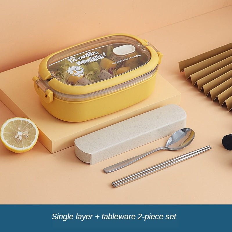 Boite-Bento-simple-set-de-table-2-pièces-jaune