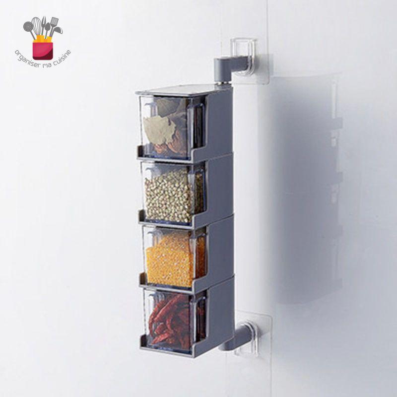 SpiceDispenser™ Organisateur mural pour épices Rotatif | Cuisine - Gris 4.