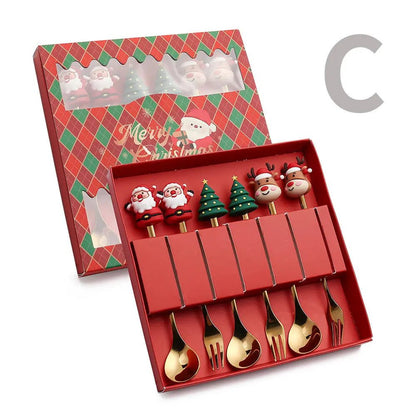 Ensemble-de-cuillères-de-Noël-6Pcs-paquet-rouge