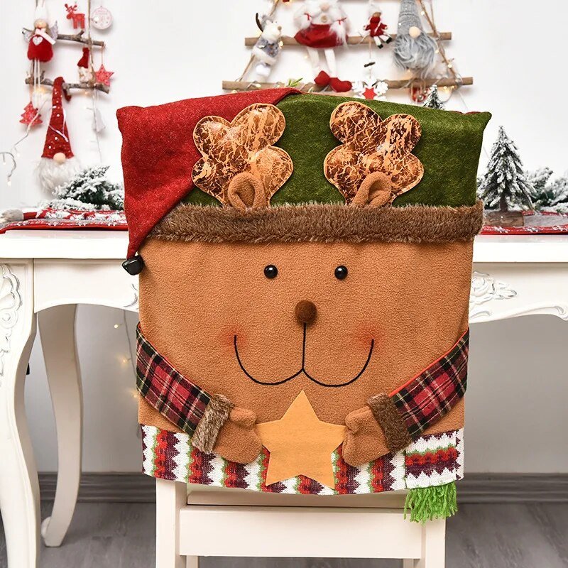 Housses-de-chaise-de-salle-à-manger-de-Noël-ours