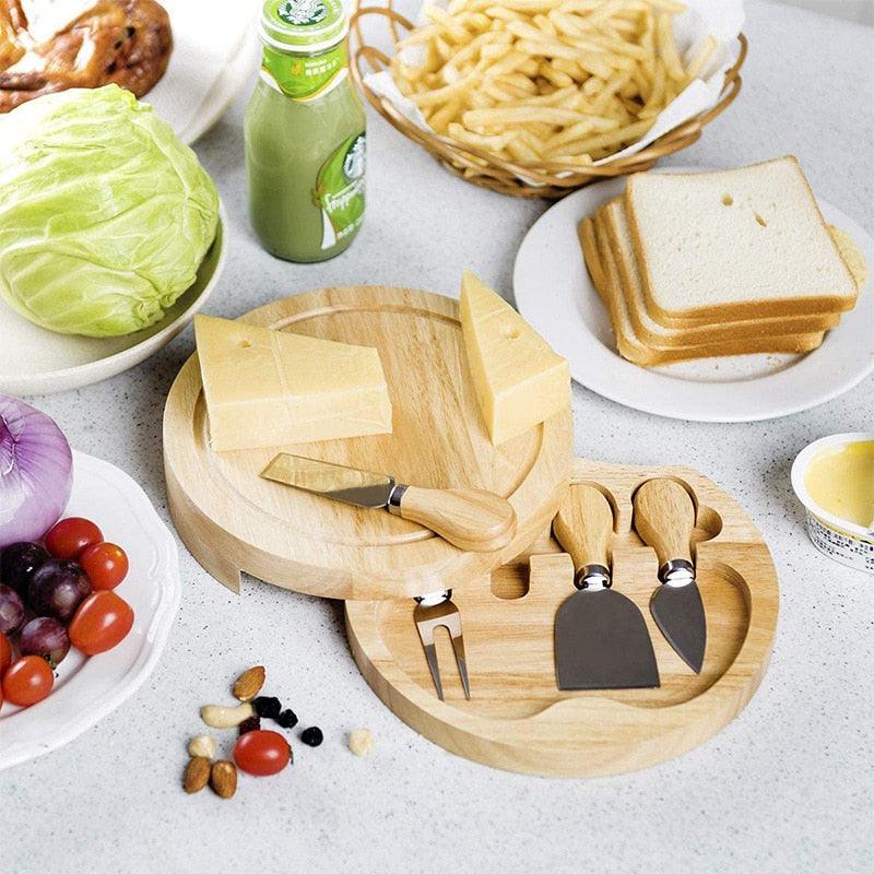 Planche à fromage en bambou avec rangement pivotant 