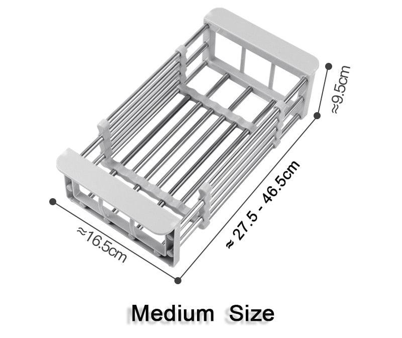 Égouttoir-à-vaisselle-réglable-en-acier inoxydable-Taille-moyen-gris